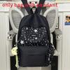 Nylon Girl Backpack With Star Print And Moon Pendant For Casual Travel