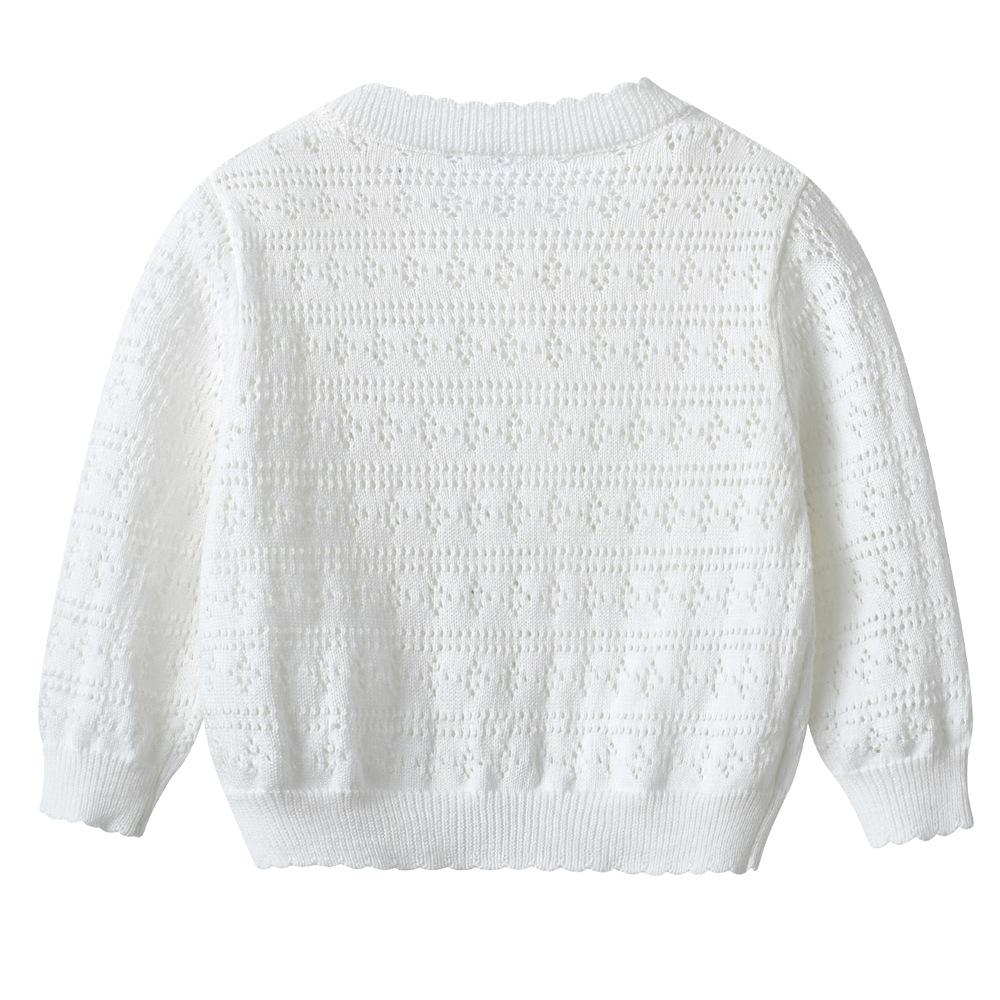 Korean Children's Round Neck Hollow Baby Sweater Jacket Spring and Summer Thin Girls Knitted Cardigan