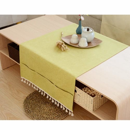 Rectangular Tablecloth for Tea Tables/Coffee Tables, Multi-Cover, Solid Color, Japanese Style, Cotton-Linen Table Cover, Water-Repellent, Oil-Proof, D