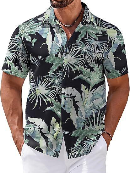 Independence Station Men'S Short Sleeve Shirt Hawaiian Beach 3D Printed Fashion Versatile Lapel Shirt