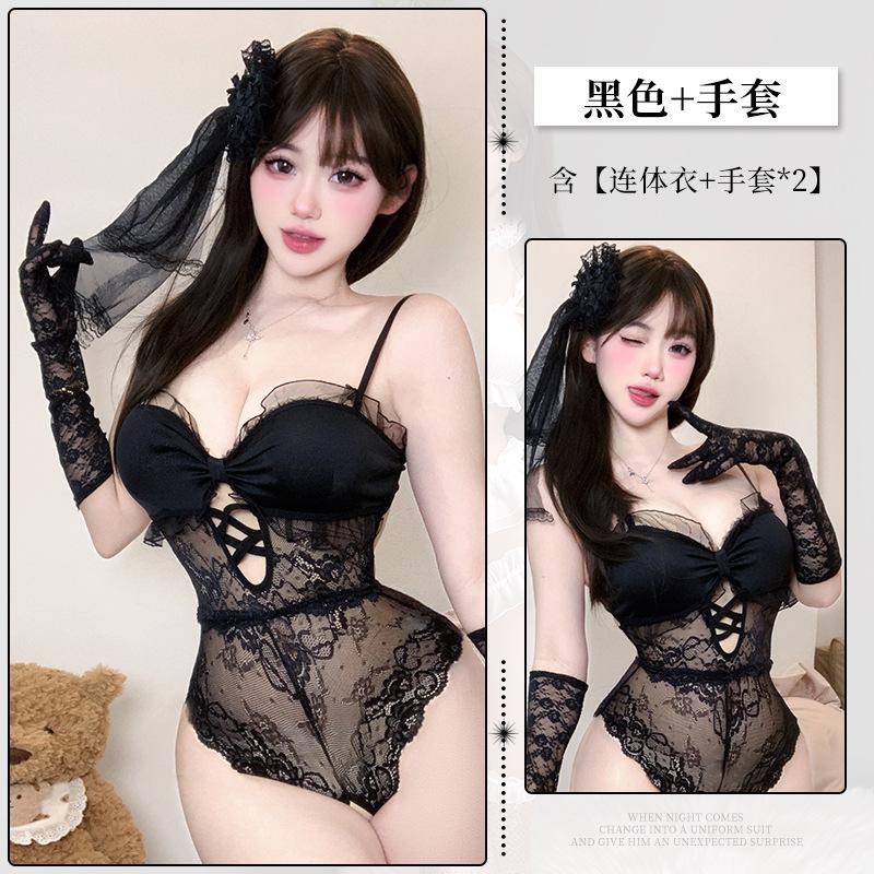 Sexy lingerie pure desire suspender lace perspective sex fun uniform temptation open gear no-take-off onesie