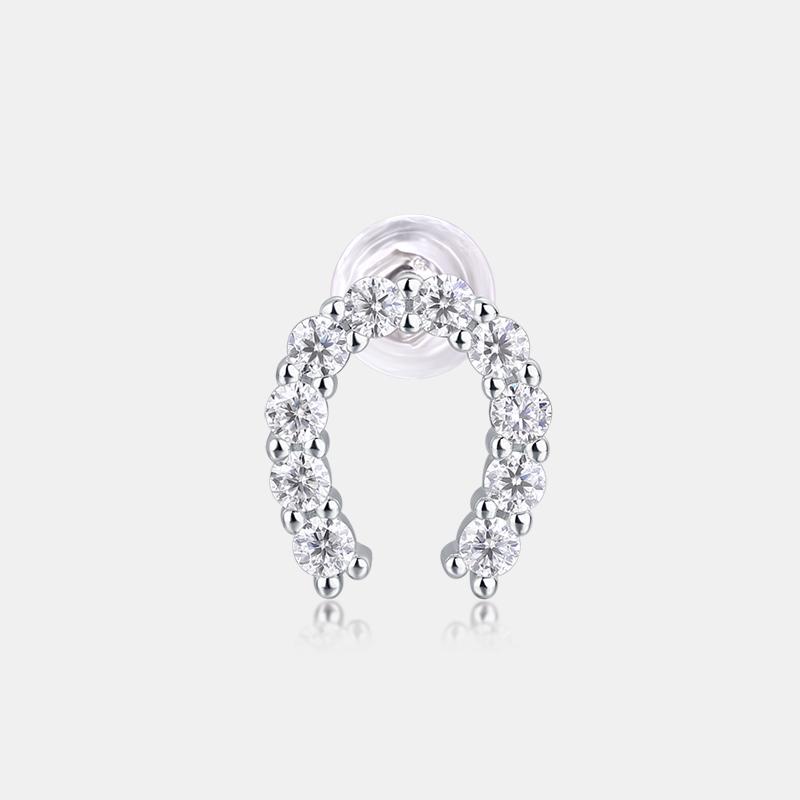 Ready To Ship VVS Moissanite Horseshoe C Hoop Earrings S925 Sterling Silver Full Pave U Shape Jewelry for Women Earings