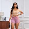 2025 European & American Stretch Fashion Patchwork Denim Hip-lifting Shorts for Women