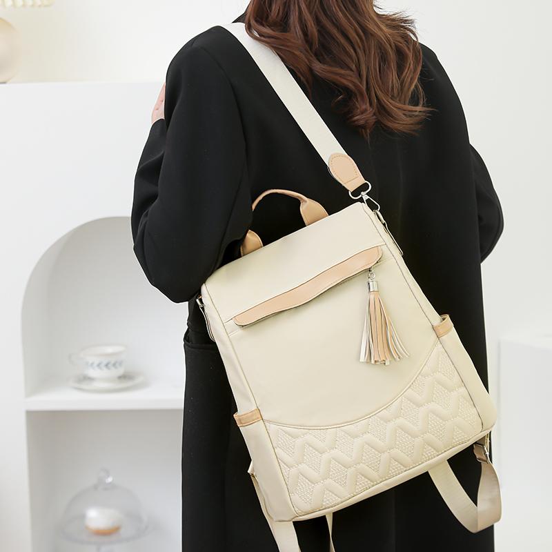 Mochila con Borlas para Mujer Mochila Patchwork de Nailon