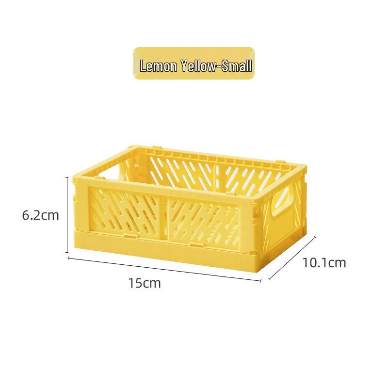 Foldable Plastic Storage Basket - Creative, Stackable Bin for Desktop, Living Room, or Refrigerator Organization