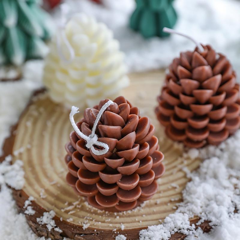 1PC Fragrance Ornaments Party Soybean Wax Blend Gifts Stereo Christmas Ornament Simulation Pine Cone Home Decor 2 Colors