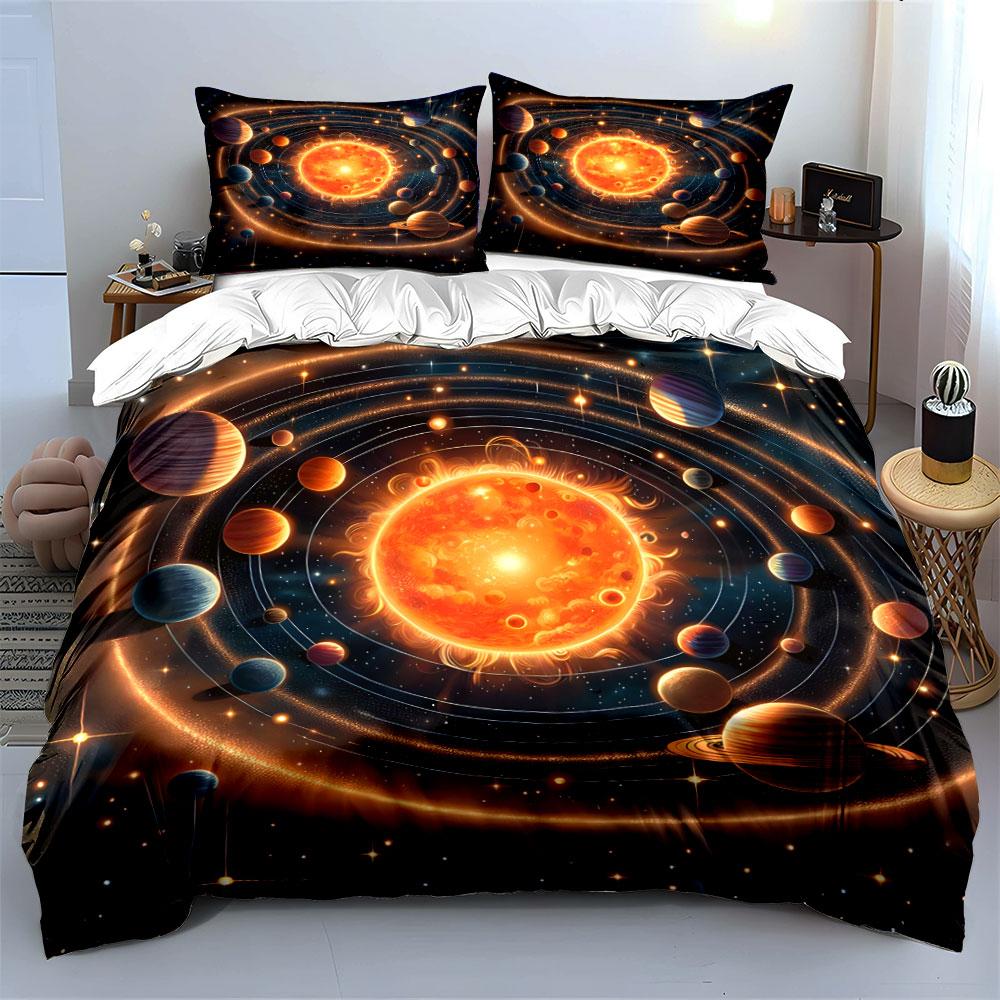 Solar System Decorative Art Set Soft Comfortable Duvet Cover Bedding Set Included 1*Duvet Cover & 2*Pillowcases, Gift