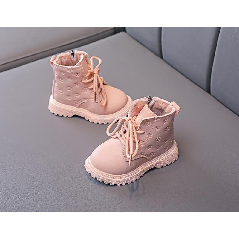 Fashion versatile children's warm short boots boys British style velvet single boots