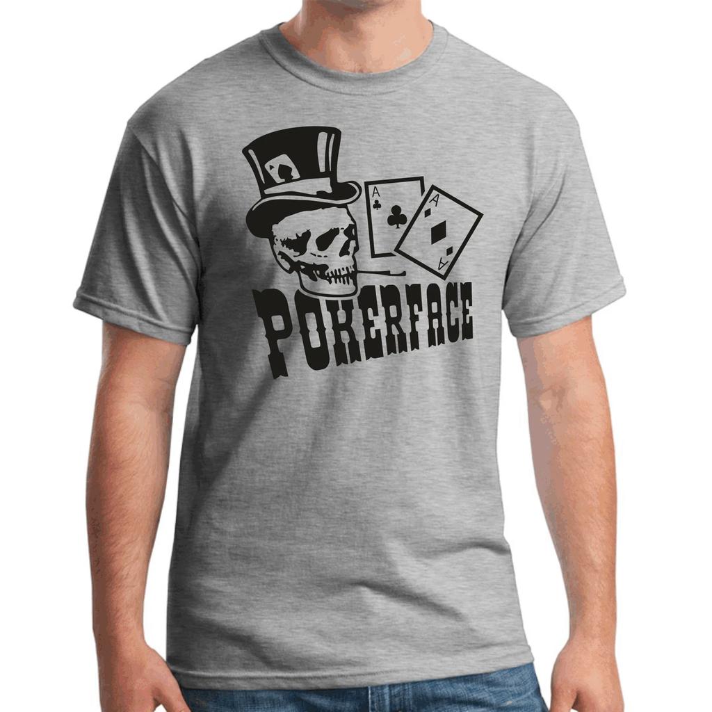 Men's and Women's T-shirts Poker Face Skull Texas Hold Em Poker Gold Metallic Patter Fun