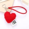 Cute Heart Shape Plush Wristlet Keychain Bag Pendant for Women Valentines Day Gift Coin Purse Backpack Bag Charm Gift