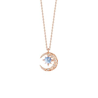 Halbmond und Sonne Halskette Mondstein Anhänger Schmuck Geschenke für Frauen Freundin Ehefrau Mutter