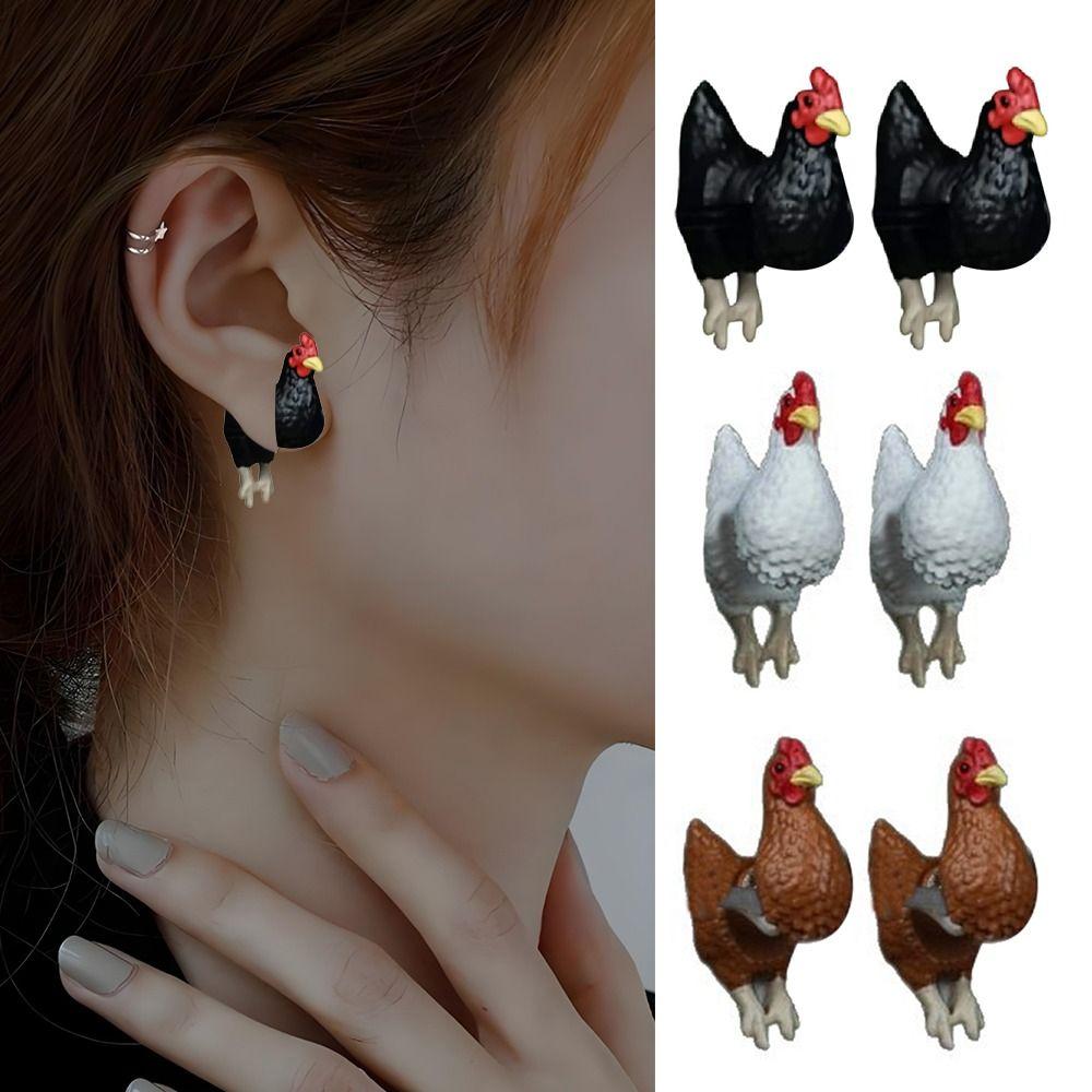 Elegant Hand Painted Chicken Earrings Farm Animal Jewelry Retro Earrings  Chicken Lovers