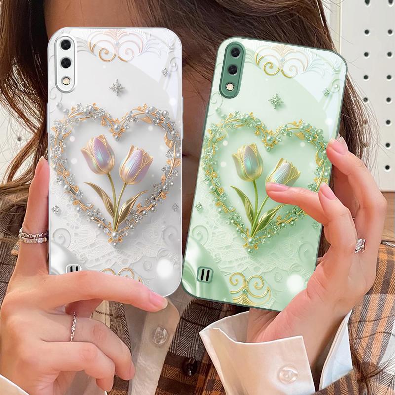 Love's Pink Purple Tulip For Samsung M02 12 Note 8 9 10 20 A 01 A02 A03 Core 04 05 06 10 12 13 14 15 A16 Glass Ultra Phone Case