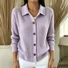 Women's Knit Cardigan with Collar for Fall Winter Layering Stylish Relaxed Open Front Sweater