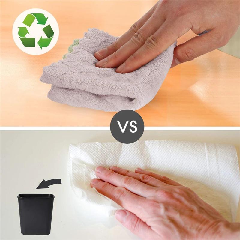 10Pcs Kitchen Cloth Dish Towels Super Absorbent Coral Velvet Dishtowels Nonstick Oil Washable Fast Drying JT224