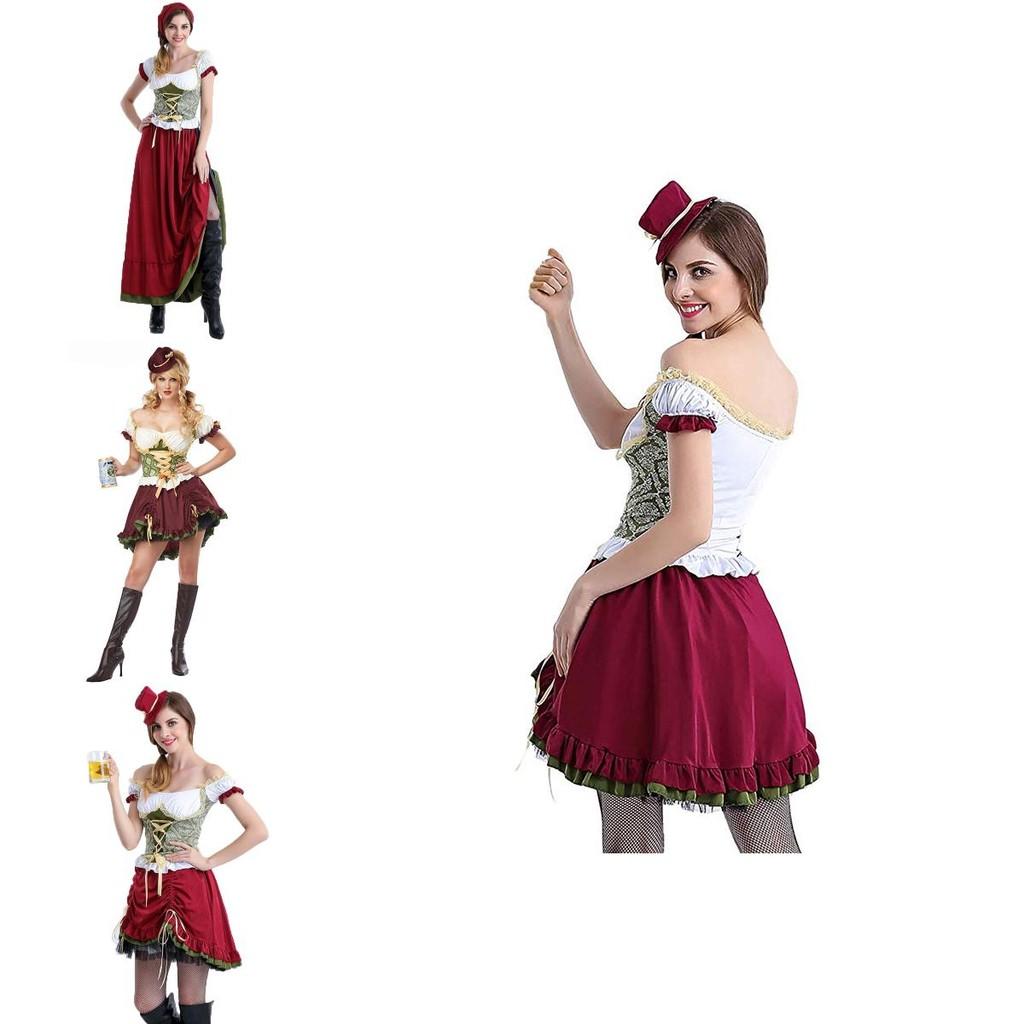 Womens Oktoberfest German Beer Maid Costume With Elastic Waist Fit