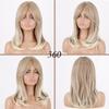 MERISIHAIR Synthetic Short Wigs Shoulder-Length Straight Layered  Hairstyle Ombre  Brown Blonde Gray Ash  with Middle Part Bangs for Women