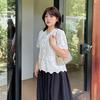 Large Size Women's Clothing Korean Gentle Temperament V-neck Shirt Summer New Sweet Short-sleeved Top 252551