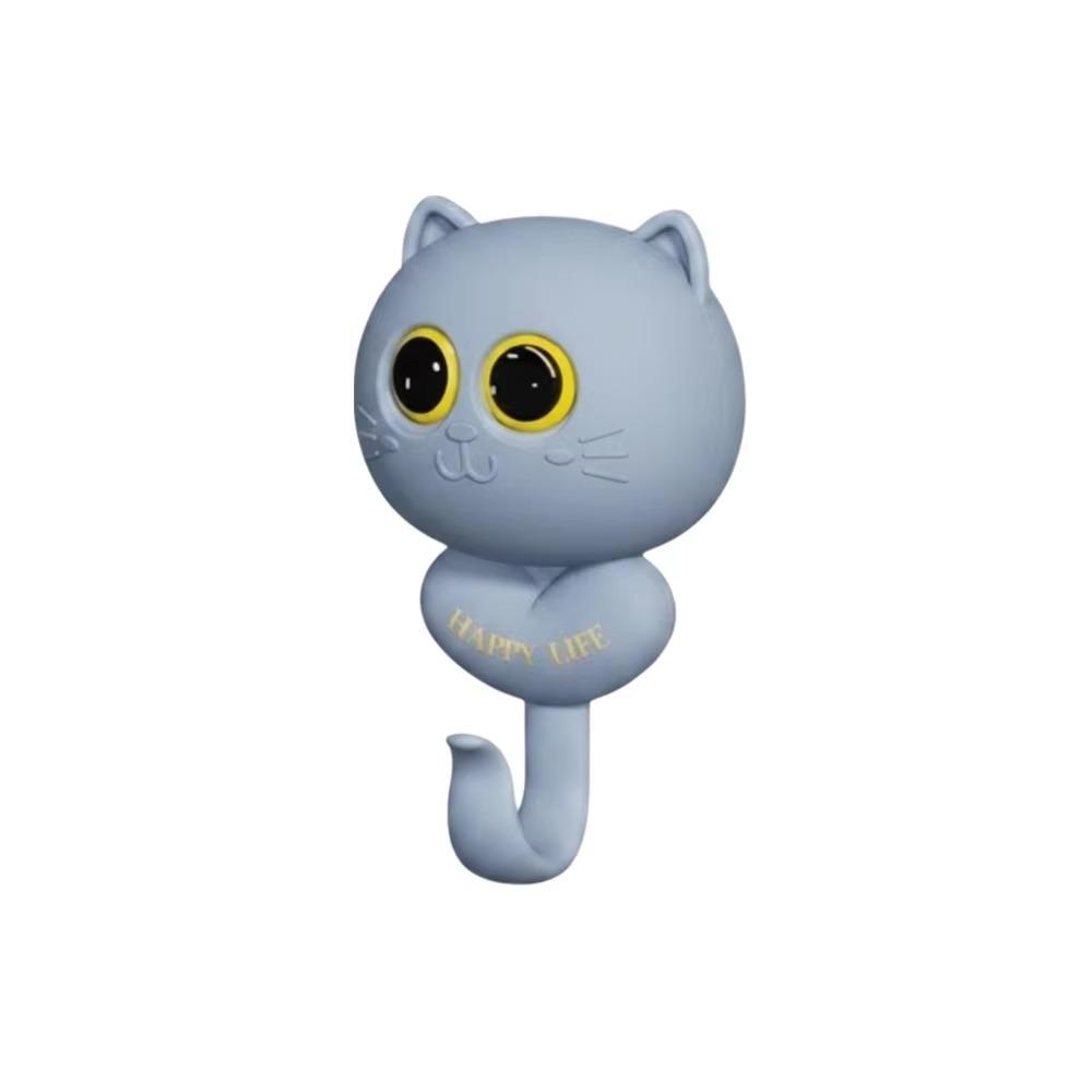 Wall Hanging Cat Blink Eyes Hook Free Punching Key Holder Cartoon Cat Hooks Entrance