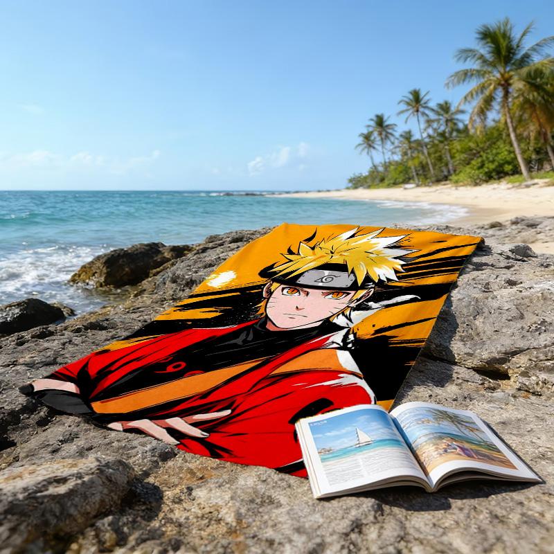 1pc NARUTO (4) Beach Towel, Beach and Seaside Swimming Pool Equipment, Fashion Pattern, Rectangular, Travel Essentials