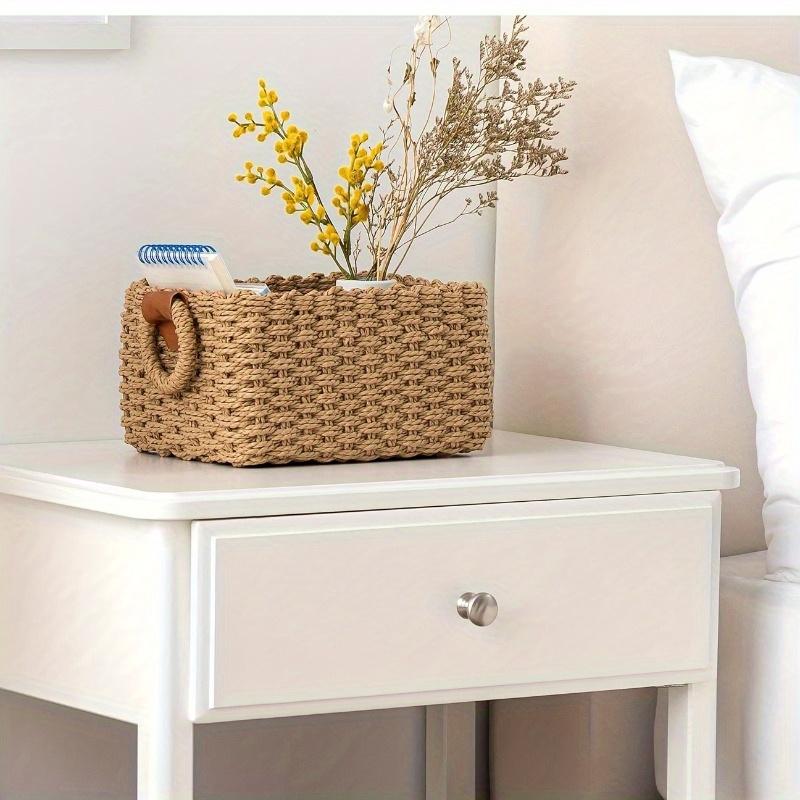 3pcs Woven Storage Basket, Paper Rope Storage Basket with Handle, for Organising, Storage Containers, Laundry Basket for Clothes