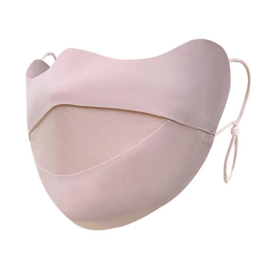 Yousheng Soft Ice Silk Face Guard, Half Face Sun Protection Mouth Guard, Breathable Holes Face Shield with Elastic Ear Hooks for Cycling Running розовый