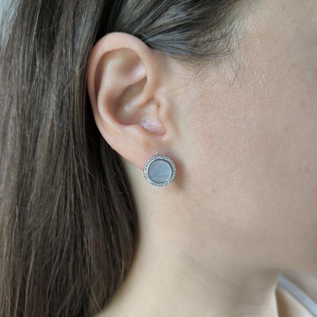 Cercei din argint cu sidef natural, zirconiu cubic (2184843)