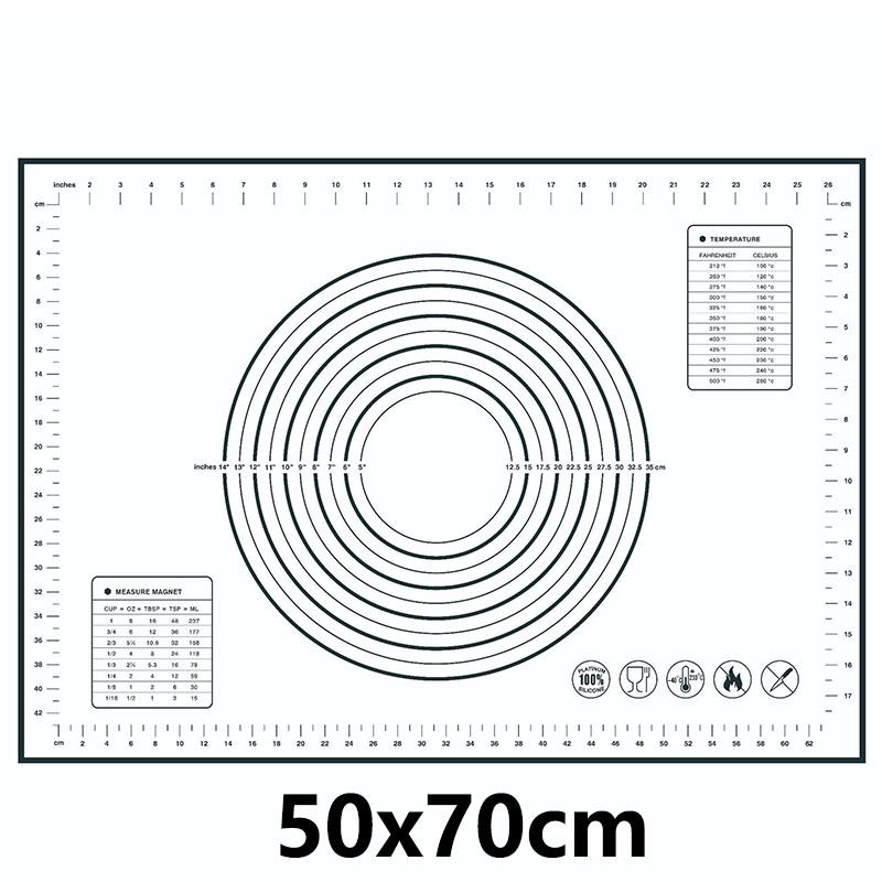 8 Size Silicone Baking Mat Reusable Nonstick Baking Sheet Thick Dough Rolling Mat with Measurements and Edge Heightening JT606