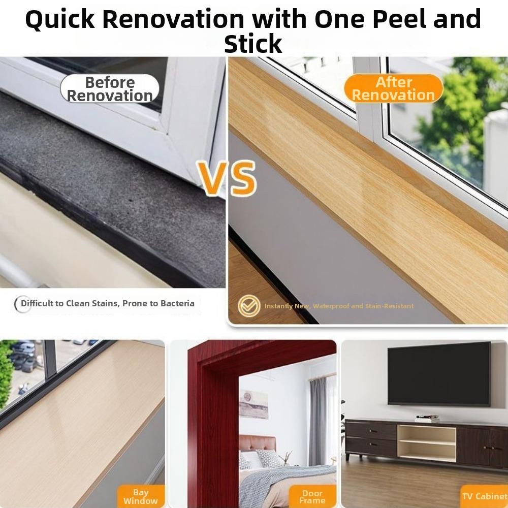 Removable Wood Grain Window Sill Sticker Thickened Self-Adhesive Wallpaper  Kitchen Cabinets