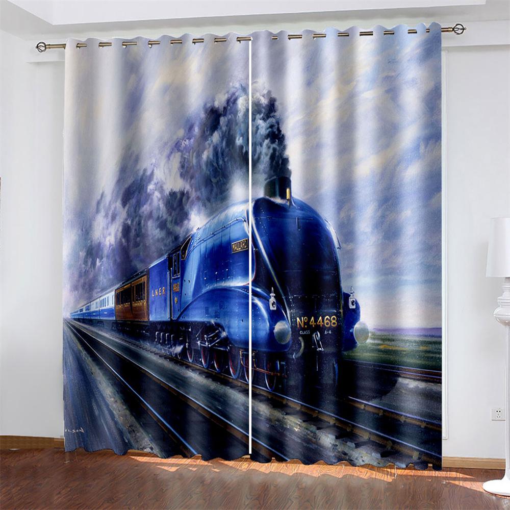 

Тканые шторы с принтом автомобиля, затемняющие шторы для спальни с двумя независимыми шторами слева и справа 132cmx160cm