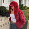 Women Faux Fur Coat Fashion Warm Winter Furry Long Sleeve Hooded Female Coats Loose Fluffy Short Fur Jacket Ladies Outwear