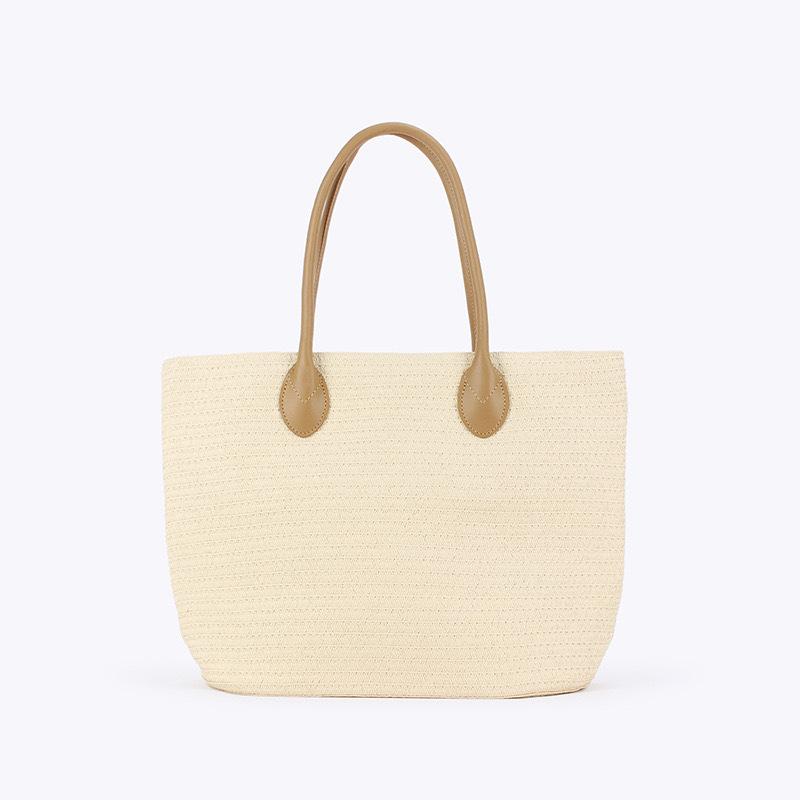 New casual straw bag commuter bag women s travel women s bag woven bag versatile shoulder bag large capacity tote bag Edge zipper