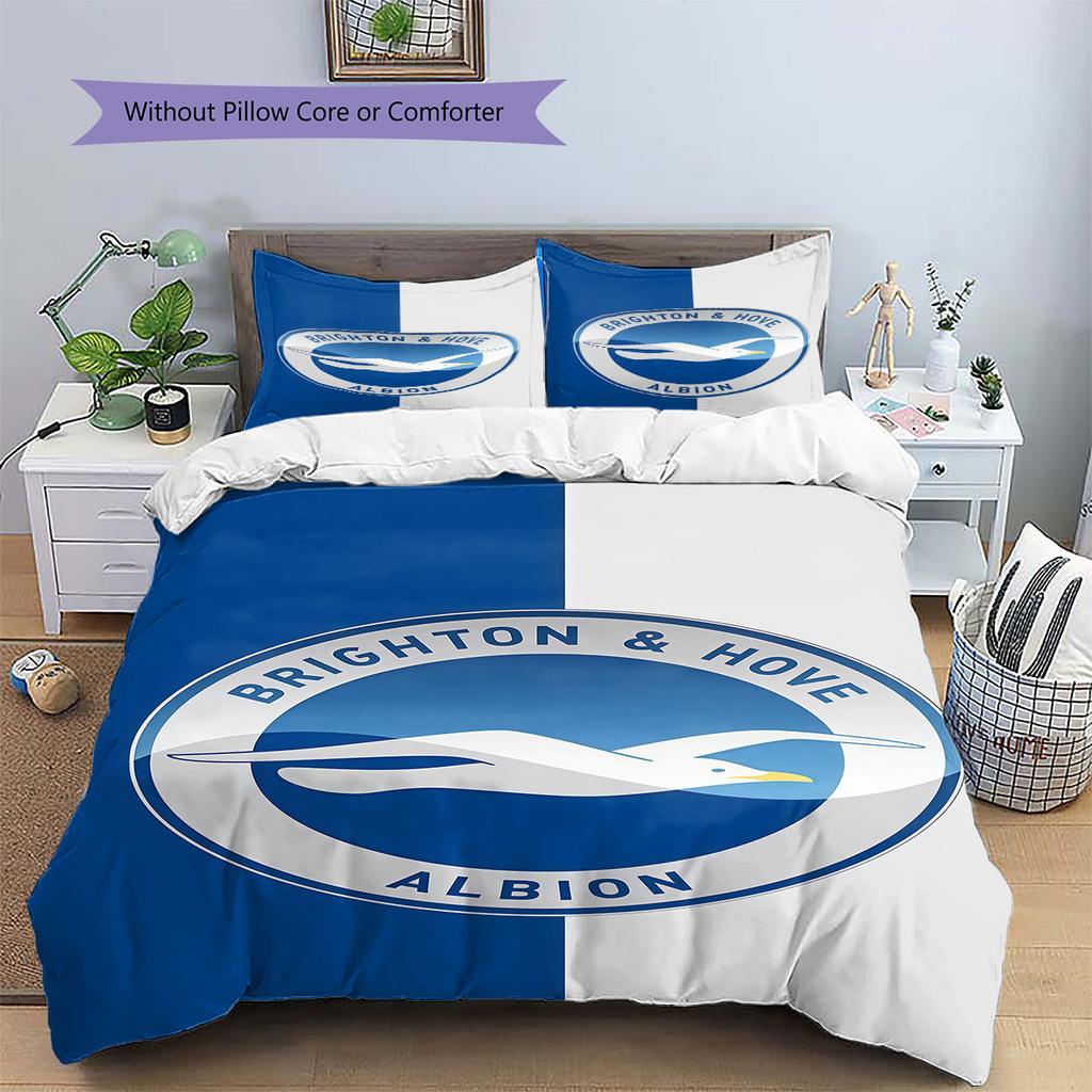 Brighton & Hove Albion Pattern Bedding,Quilt Set Quilt Cover Pillowcase Home Birthday Gift(1 * Duvet Cover + 2 * Pillowcase, Without Core)