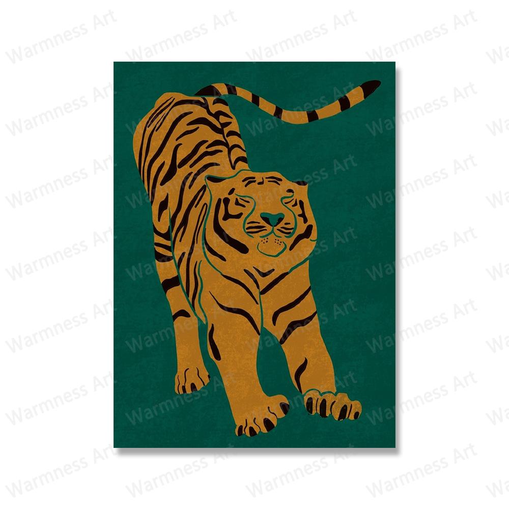 Abstract Animal Beast Posters Prints Red Pink Green Tiger Doesnt Lose Sleep Canvas Painting Wall Art Pictures Nordic Home Decor No Frame
