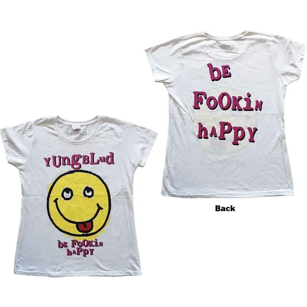 Yungblud T Shirt Raver Smile Logo Official Womens Skinny Fit White XL S