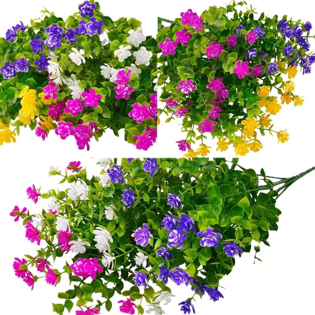 8/12/16PCS UV-Resistant Artificial Plants -  Fade-Proof Faux Flowers - Outdoor Decor, Ideal for Garden, Patio-Festive Occasions