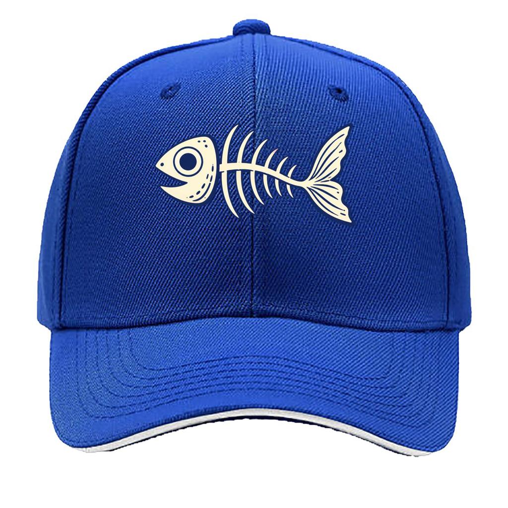 Playful Minimal Fish Skeleton Outlin Sandwich Baseball Cap Sun Cap Outdoor Workouts Hat