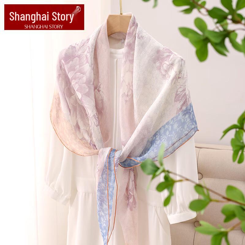 Shanghai Stories 100% Silk Large Square Scarf