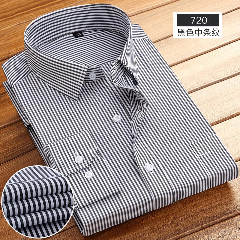 Men's Striped Long Sleeve Shirts Autumn Anti-wrinkle Business Shirt Fashion Casual Comfortable Breathe Slim Fit Shirts