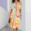 Vestito T-shirt a Maniche Corte da Vacanza Donna Stampa 3D Ampio Taglie Forti Vestiti da Spiaggia
