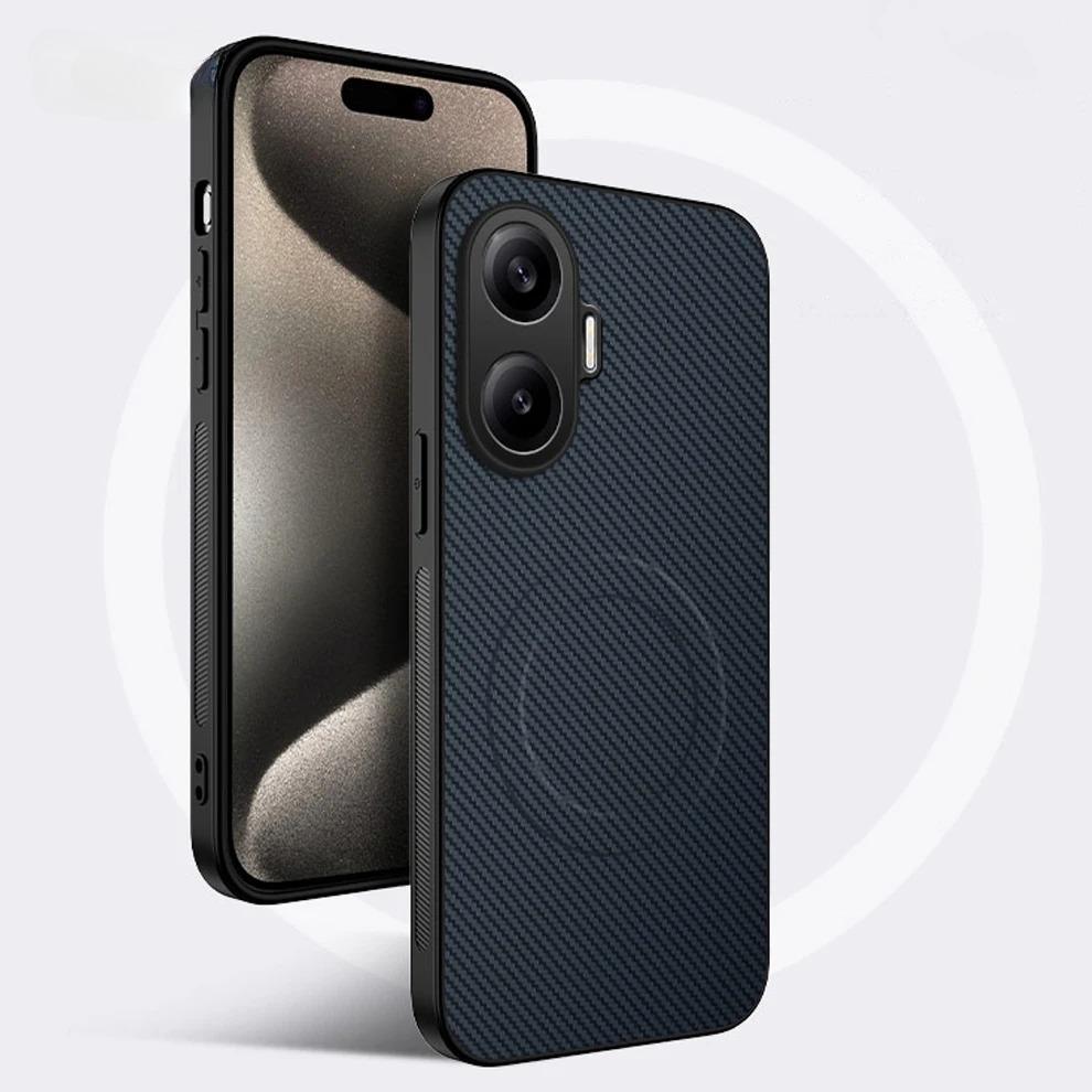 Business Kohlefaser-Textur Muster Schlanke Hülle für Xiaomi POCO X8 Pro Max X7 F8 Ultra F7 M8 M7 Pro 5G Magnetische Stoßfeste Abdeckung