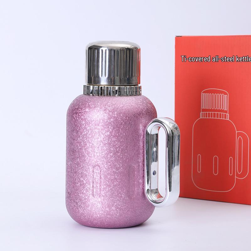 Titanium-Plated Insulated Flask with Temperature Display - Large Capacity Office Tea and Water Separation Cup