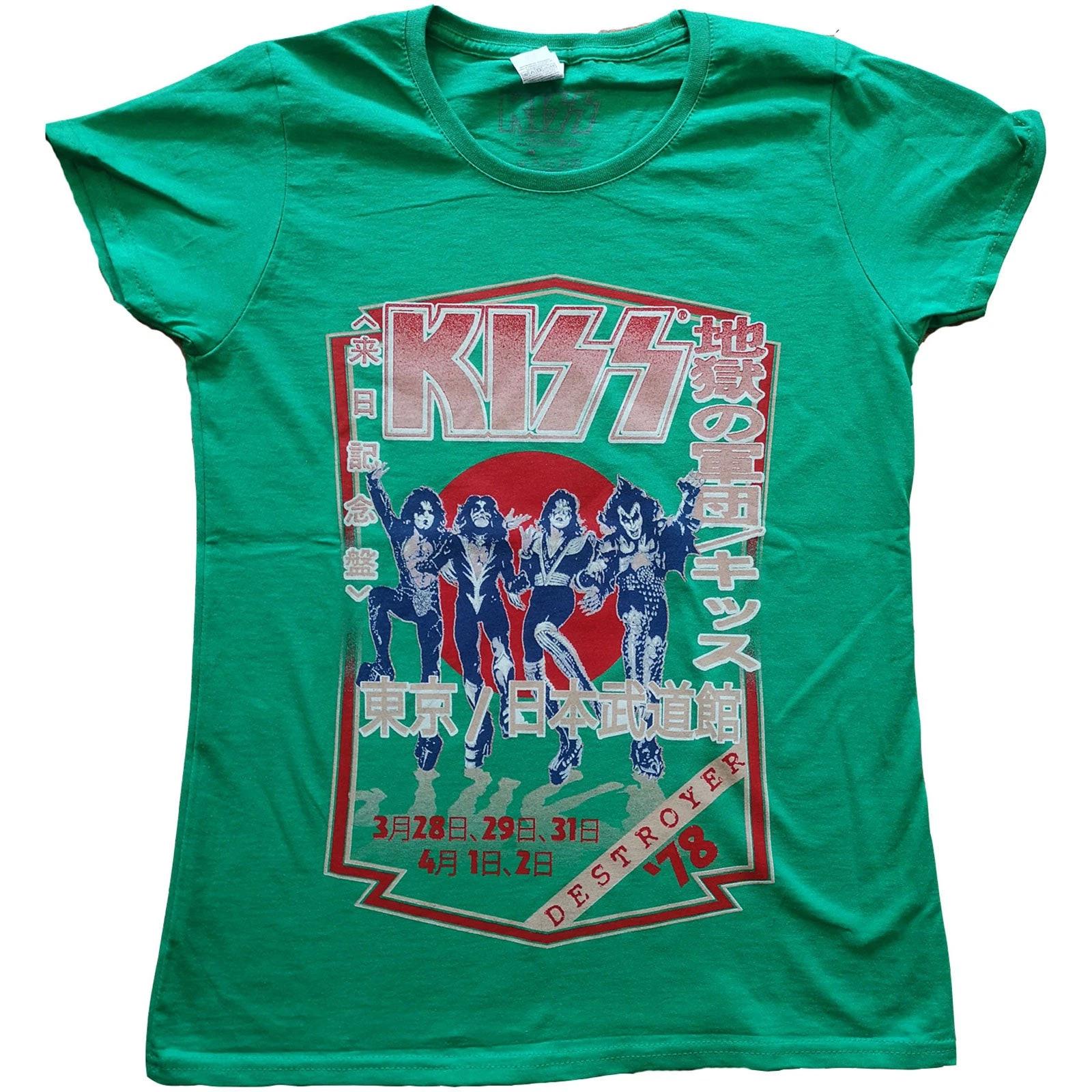 KISS Ladies Slim Fit T-Shirt: Destroyer Tour  78 OFFICIAL NEW green XL