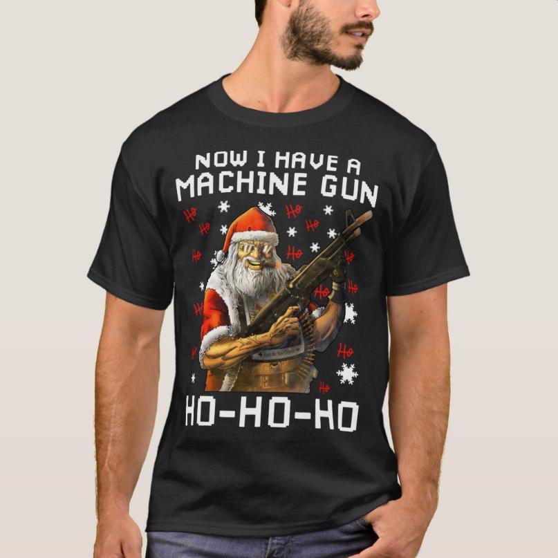 

Santa Now I Have A Machine Gun HoHoHo Xmas Gift TShirt 100 Cotton ONeck Summer Short Sleeve Casual Mens Tshirt Size S3XL S