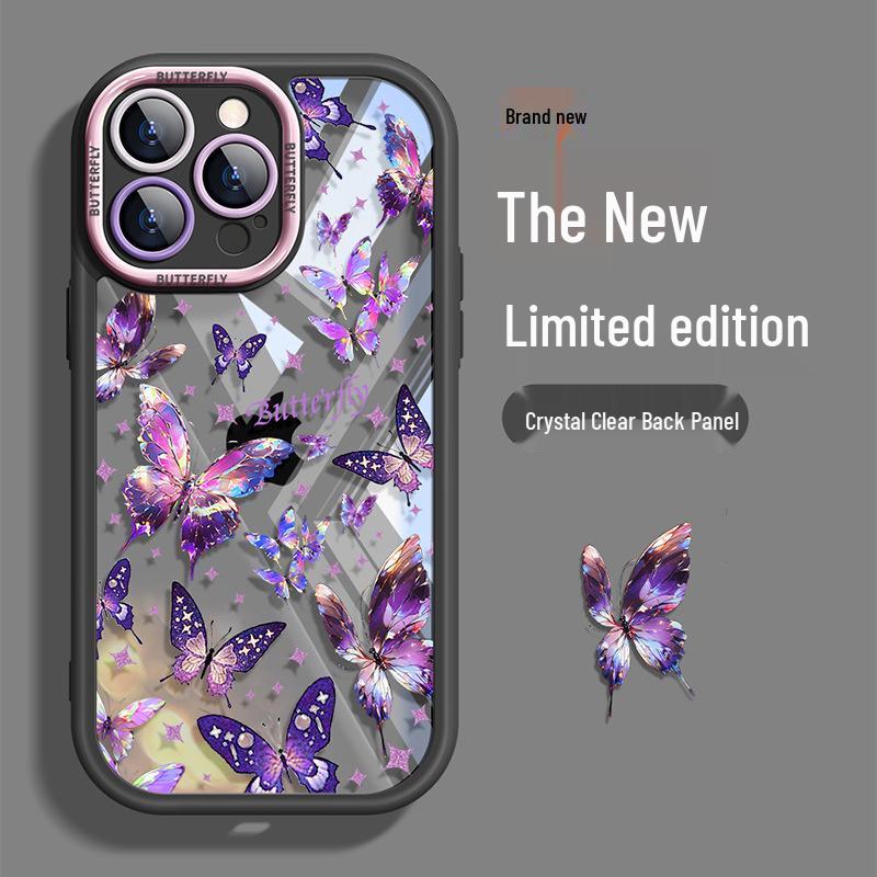 

Butterfly-Themed Full-Coverage Phone Case for Apple 17 Pro Max, 16 Plus, 15, 14 Pro - Drop Protection, Cream Shell Apple 17 Air