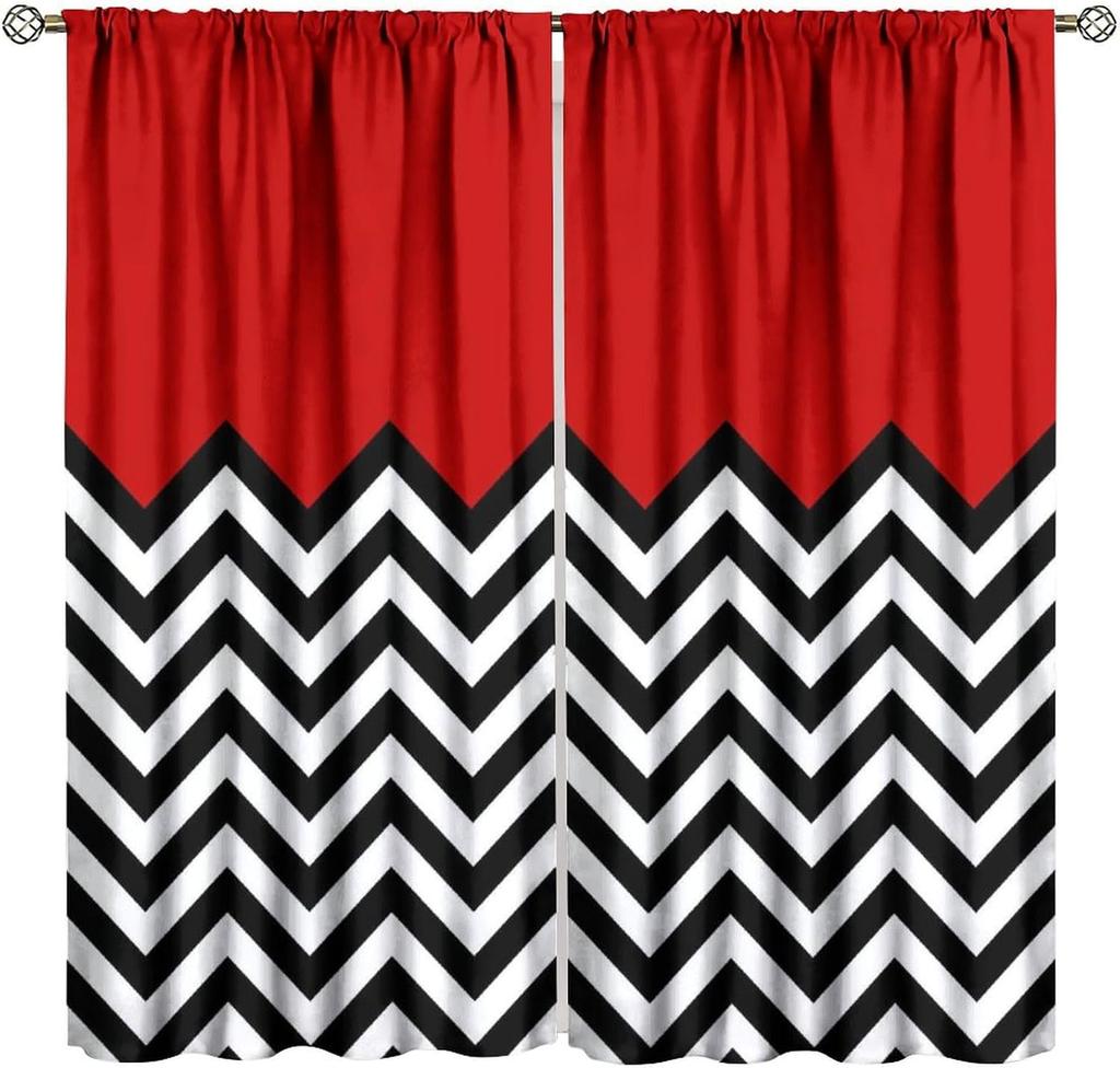 Leopard Zebra Decor Window Curtain Red Black Zebra Stripes Abstract Romance Heart Creative Patchwork Modern Fashion Art for Home