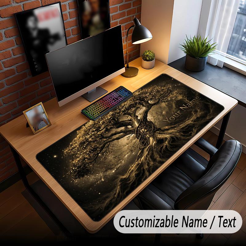 Tree of Life Theme Custom Mouse Pad Personalized With Name Text Customized Desk Mat For Office Home Decor
