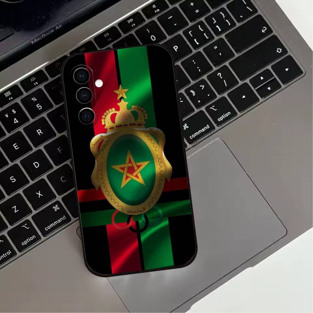 M-Morocco-12es Moroccan flag Phone Case For Samsung Galaxy A73,A72,A71,A70,A53,A52,A51,Soft Silicone Black Cover