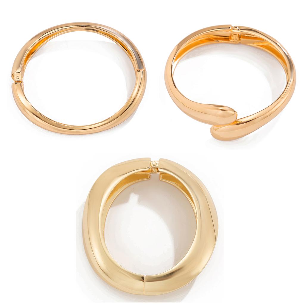 Ingemark 4 Styles Punk Smooth Water Drop Spring Bangles for Women Vintage Gold Color Geometric Bracelets Party Men Jewelry Gift