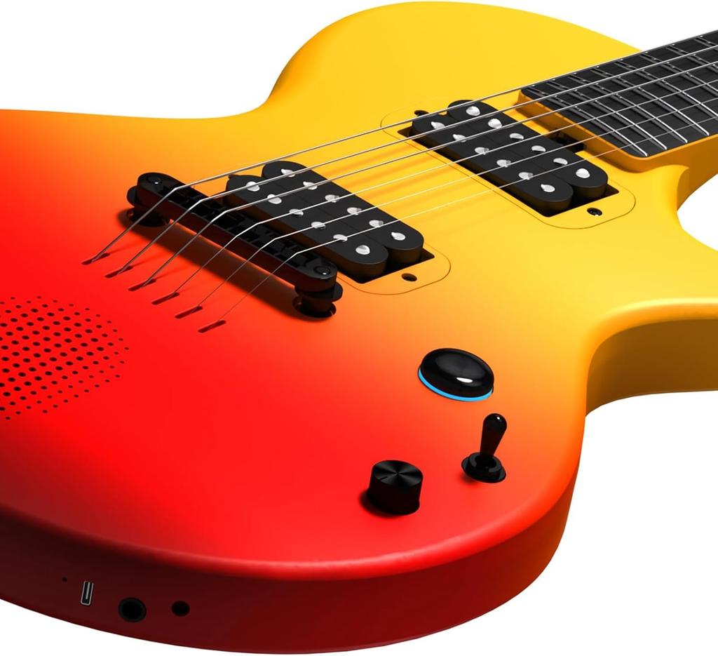 ENYA Nova GO Sonic Smart Electric Guitar Beginner Made of Carbon 10W Speaker Easy To Operate with Red Set, Fiber, Built-in & Multi-Effector, App,